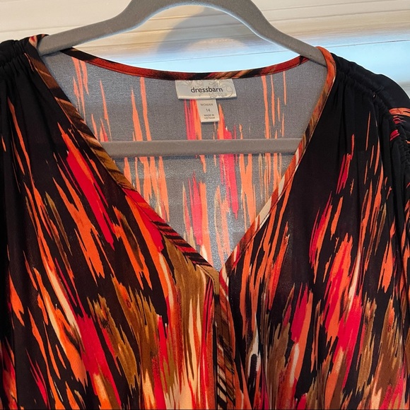 Hot Pattern Drawstring Sleeve & Waist V-Neck Dress - Picture 7 of 9